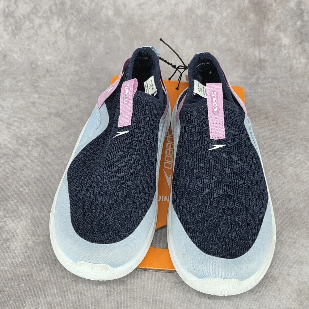 Speedo Junior Medium 2/3 Water Shoe Aqua Socks Blue Pink Slip On Rubber Sole